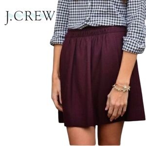 J. Crew Skirt 𝅺Wool Blend Preppy Burgundy Ruched Waist Gold Lined